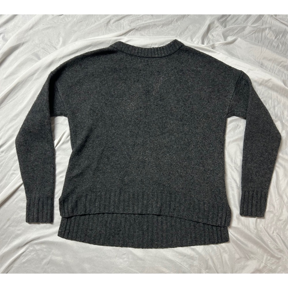 J.Crew Merino Wool Alpaca Blend Crewneck Sweater Charcoal Gray XS High Low Hem
